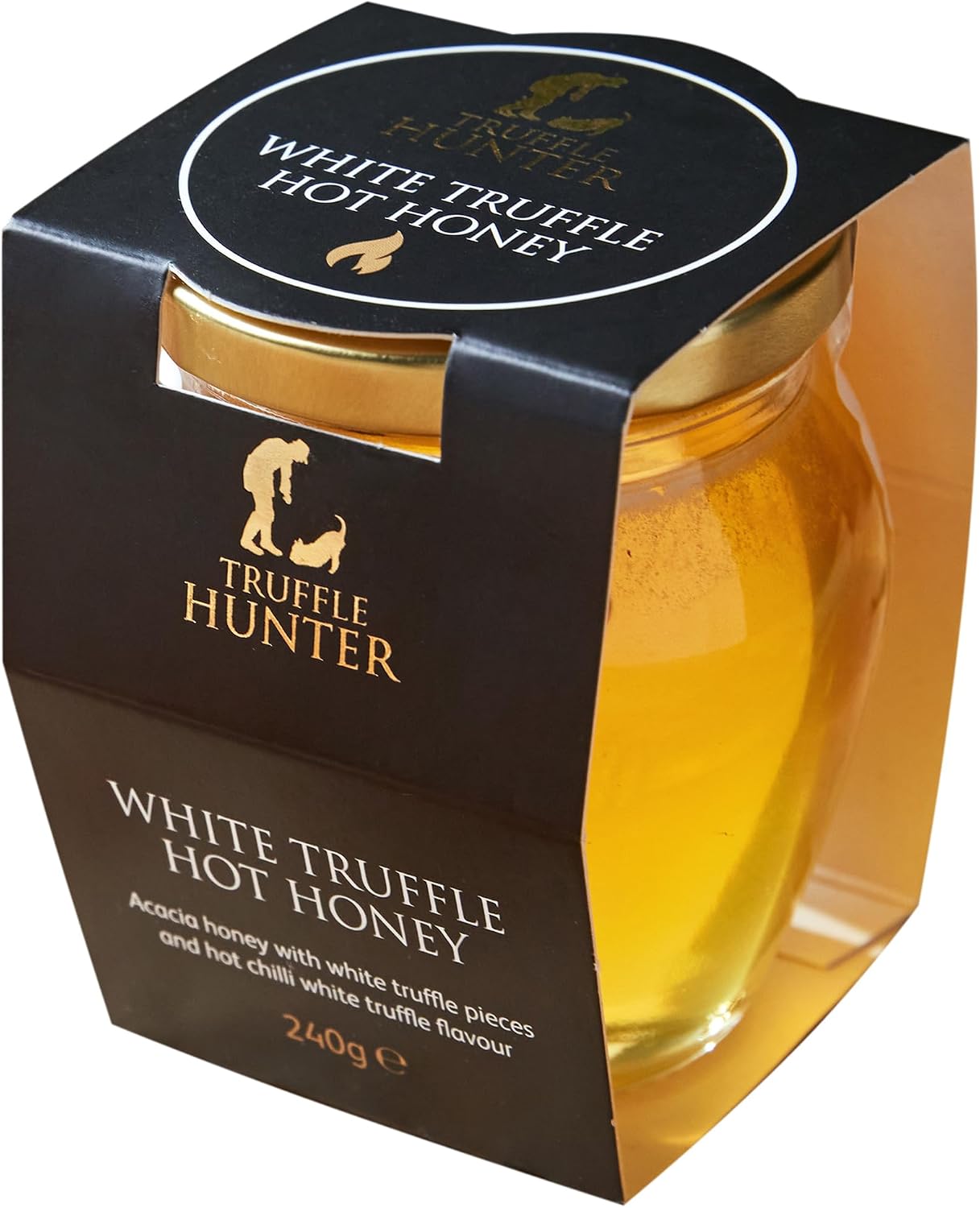 TruffleHunter - White Truffle Hot Honey - Acacia Honey with Truffle Pieces & Chilli Condiment - 8.46 Oz