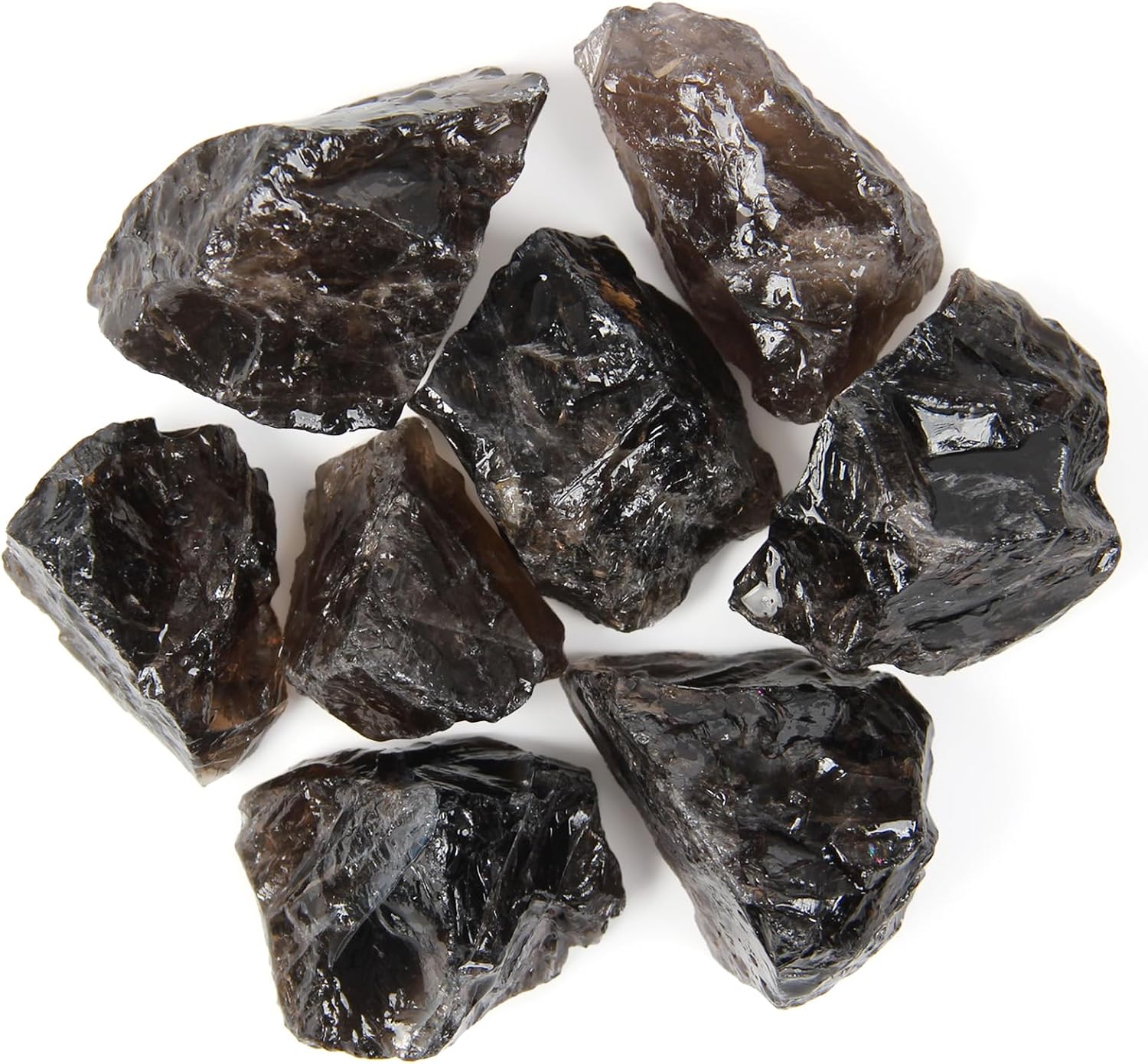 1.1lb Bulk Raw Smoky Quartz Rough Crystals- Natural Smoky Quartz Raw Stones Crystal for Tumbling, Cabbing, Fountain Rocks, Decoration, Polishing, Wire Wrapping, Wicca & Reiki Crystal Healing