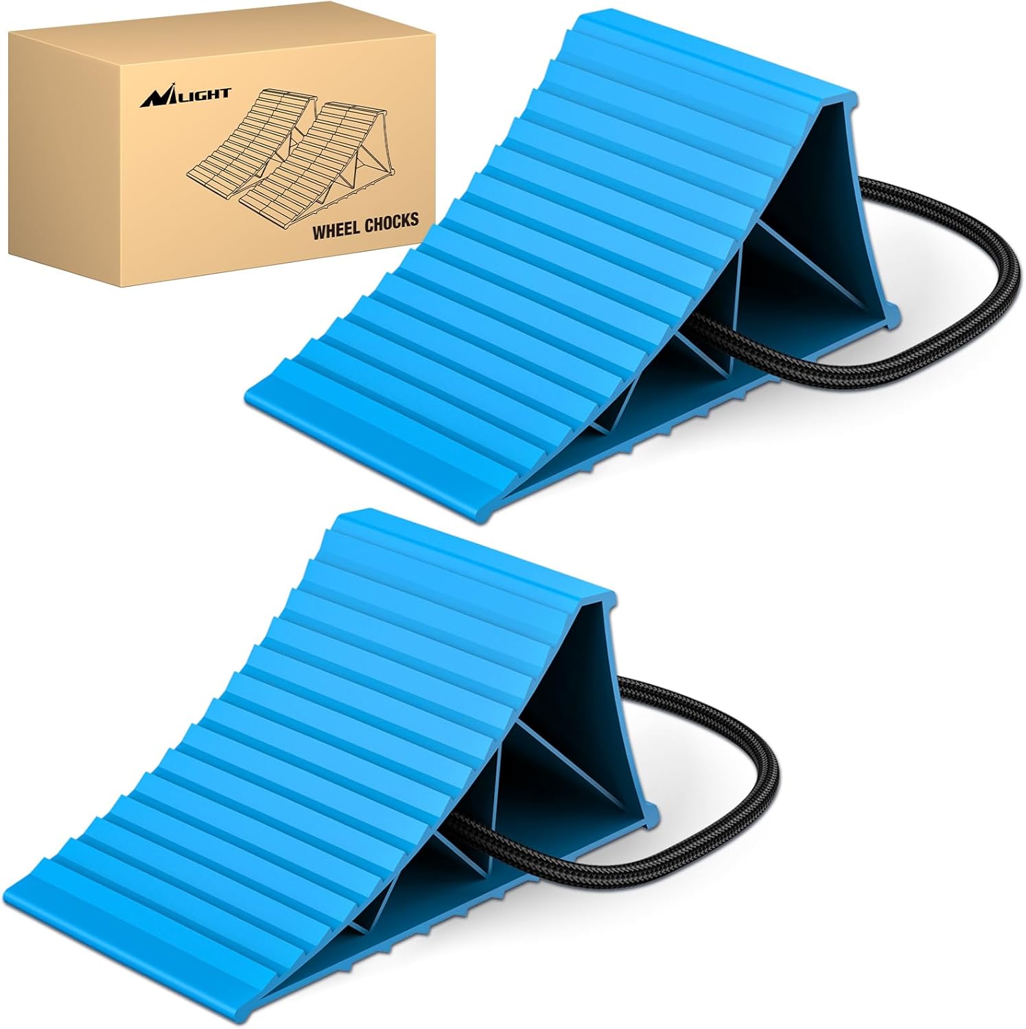 Nilight Wheel Chocks, Heavy Duty Wheel Stopper for Car, Truck, RV, Trailer, Caravan, Motorcycle, 8.7" x 4.8" x 4.2", 2-Pack