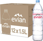 Evian Natural Spring Water, 1.5 L bottle (Pack of 12)