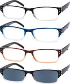 Eyekepper Reading Glasses-4 Pack Include Reading Sunglasses for Women Men Reading Under The Sun,Two-Tone Reader Eyeglasses