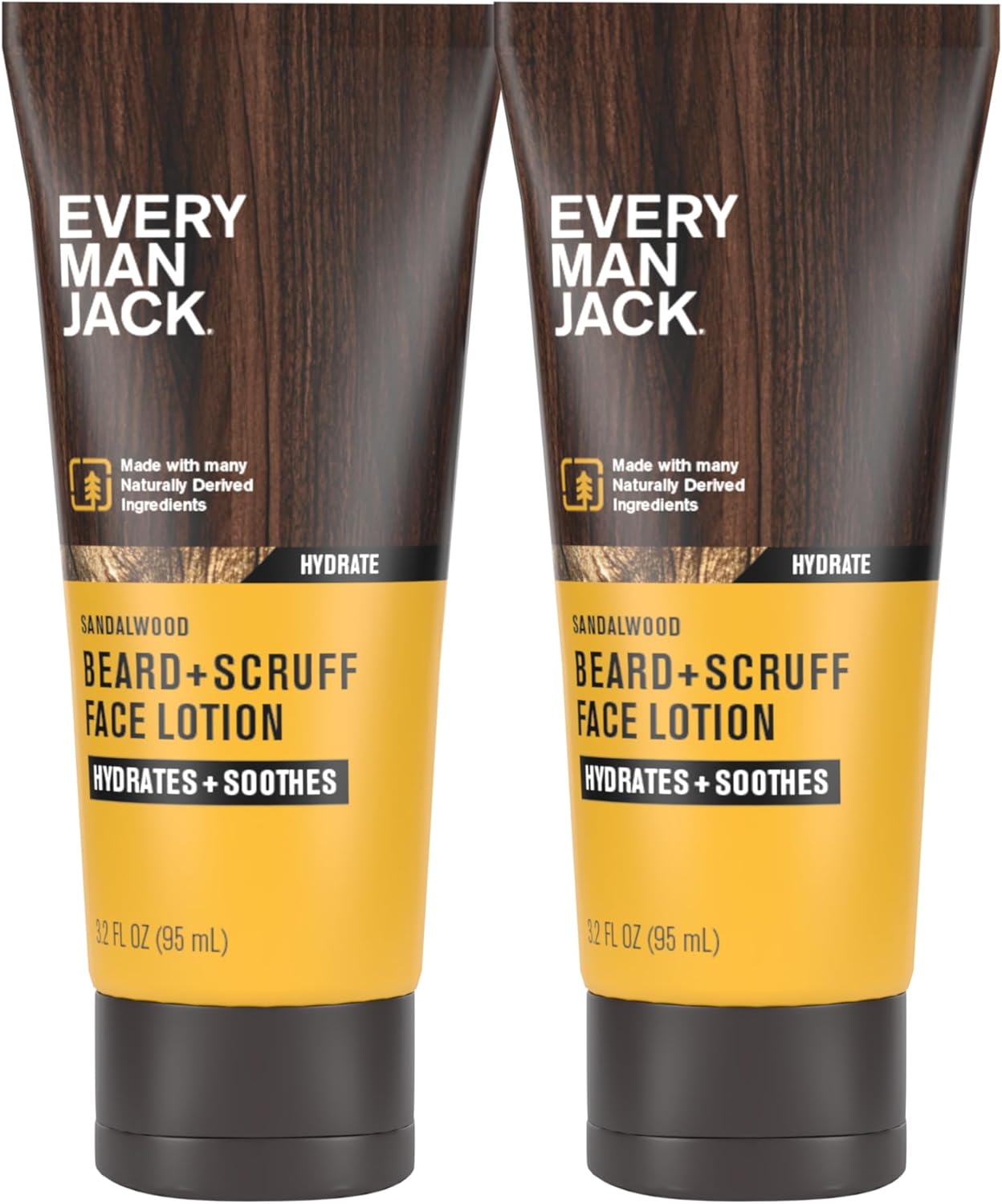 Every Man Jack Beard + Face Recovery Lotion-Moisturizes Relieves Dry Skin and Beard Itch - Light Sandalwood Scent-Made w/Naturally Derived Ingredients like Coconut Oil, and Witch Hazel-3.2oz(2 pack)