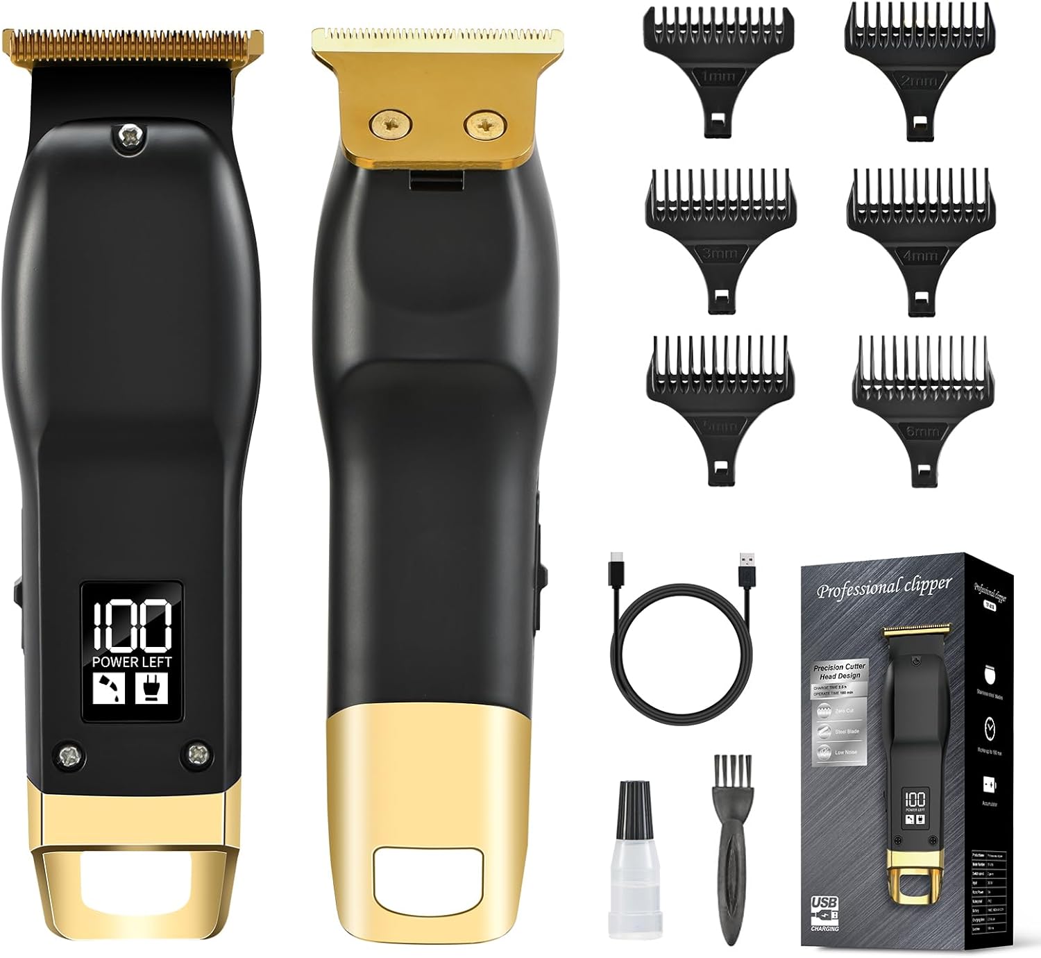 Beard Trimmer for Men - Rechargeable Men's Hair Clippers & Razor, Cordless Hair Trimmer for Face, Neck, Groin & Manscaping, Ideal Gift for Men, Black