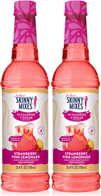 Jordan's Skinny Mixes Sugar Free Syrup, Strawberry Lemonade, Fruit Flavored Water Enhancer, Drink Mix Iced Tea, Lemonade, Drinks, Low Calorie Water Flavoring, Dairy & Gluten Free, Kosher, 25.4 Fl Oz, 2 Pack