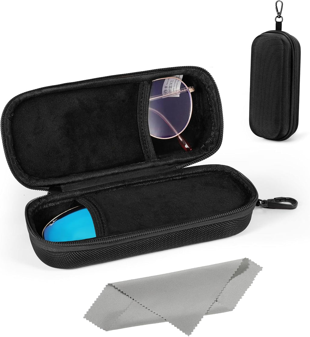 MoKo Double Eyeglass Case, Hard Shell Dual Glasses Case, Travel Sunglass Organizer with Zipper, Eyeglasses Storage Box
