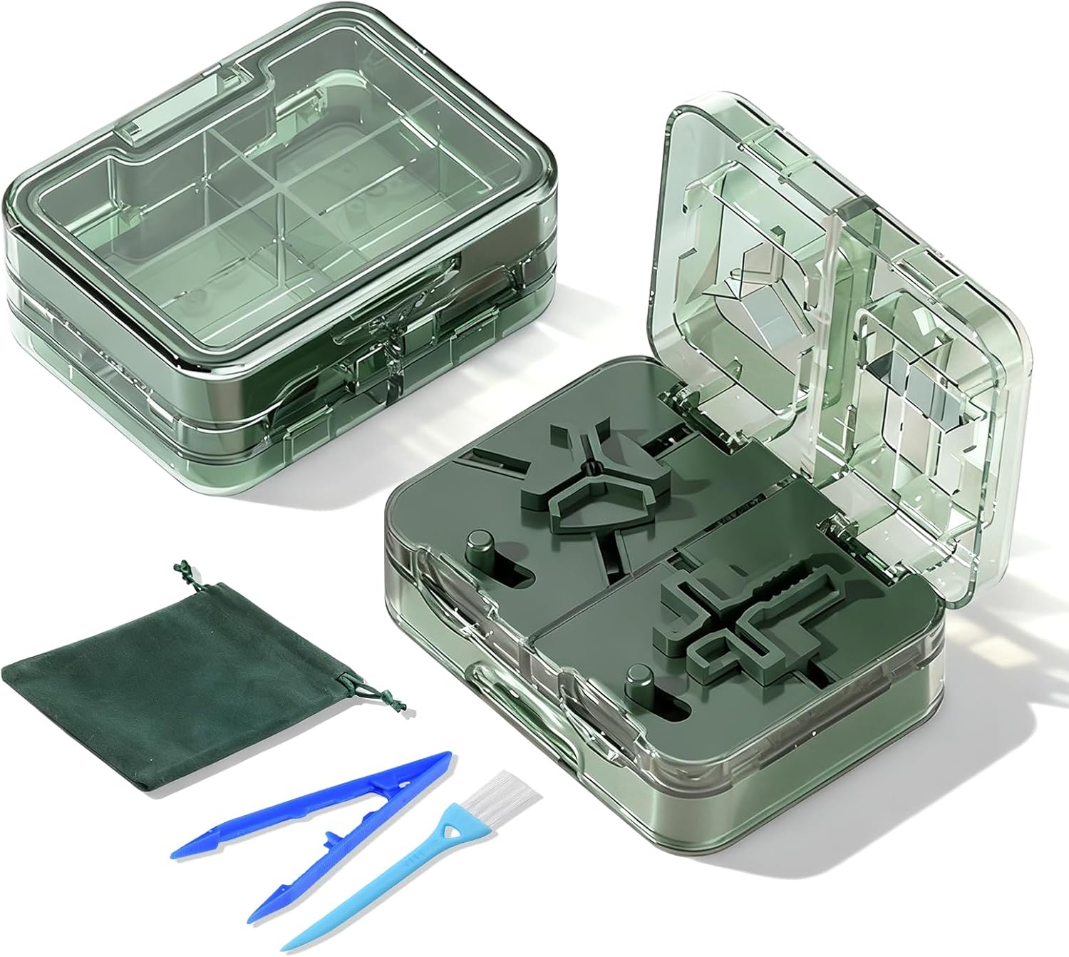 Pill Cutter Splitter for Small and Tiny Pills with Centering Device & Storage Box, 3-in-1 Tool for 1/2, 1/3, 1/4 Pills Splitter, Travel & Daily Organizer for Small and Large Tablets
