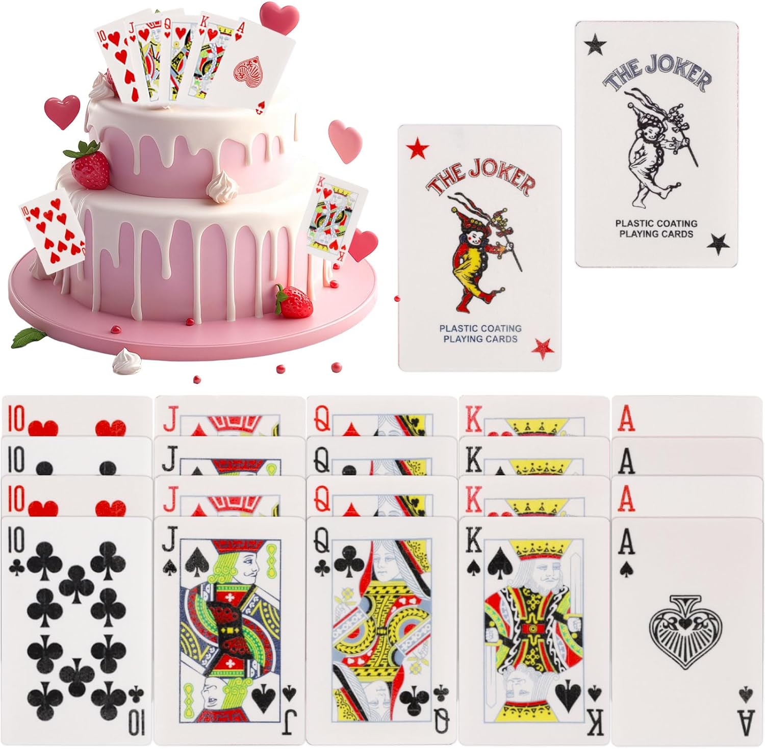Edible Poker Cake Toppers Casino Cake Decorations - 22Pcs Playing Cards Cake Toppers Edible Casino Cupcake Toppers for Las Vegas Scene Casino Theme Party Decorations