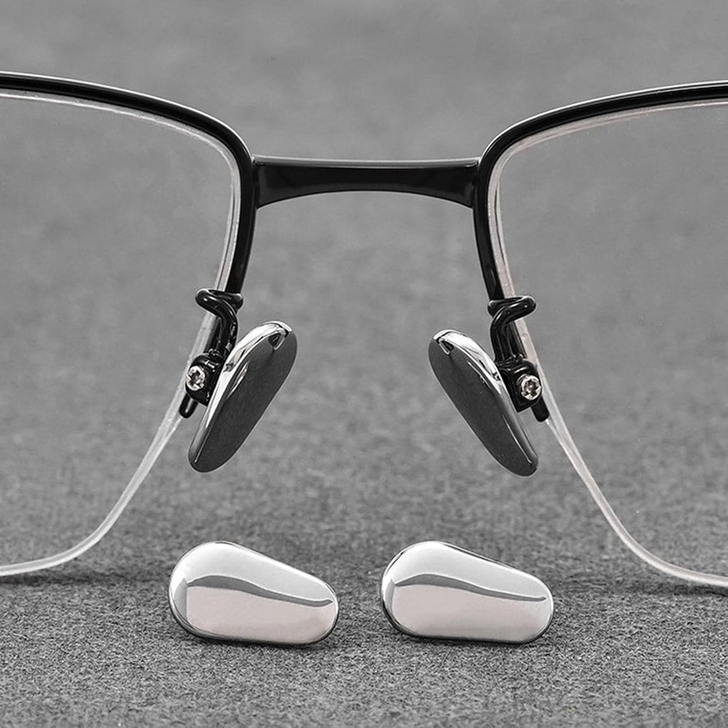 Ceramic Glasses Nose Pad, Anti-Slip Screw-in Nosepad, Durable Replacement Pieces Pads for Glasses Sunglasses(2Pairs,Silver)
