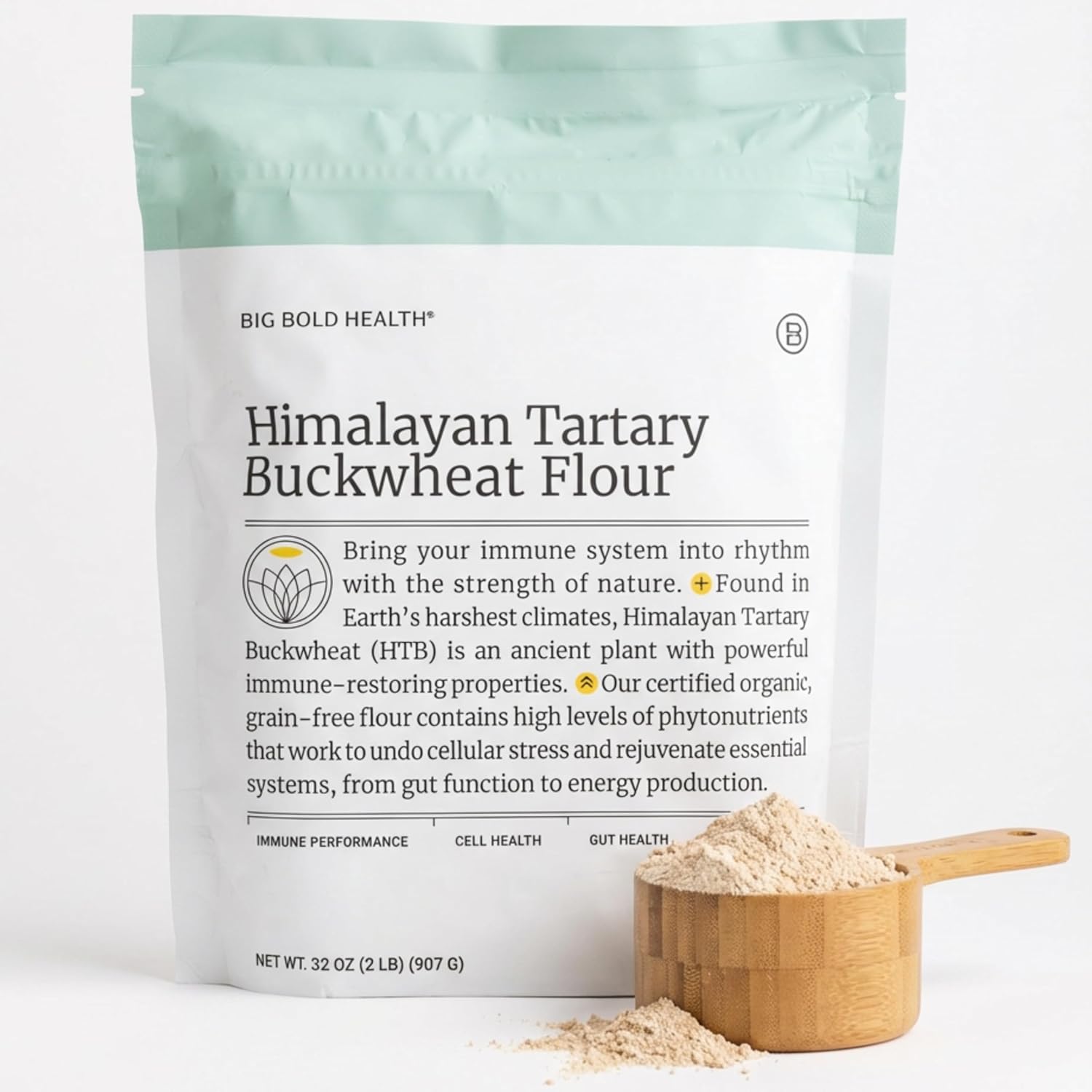 BIG BOLD HEALTH Organic Himalayan Tartary Buckwheat Flour - Gluten Free | Rich in Polyphenols & Antioxidants | 100% USDA Organic Grain-Free Flour | Non-GMO | USA Grown (2lb)