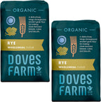 Doves Farm Organic Stoneground Wholemeal Rye Flour 2.2 lb (Pack of 2) - High Fiber Ancient Whole Grain Dark Rye Flour for British Baking Breads, Cakes & Biscuits | Kosher & Vegan | Imported from UK