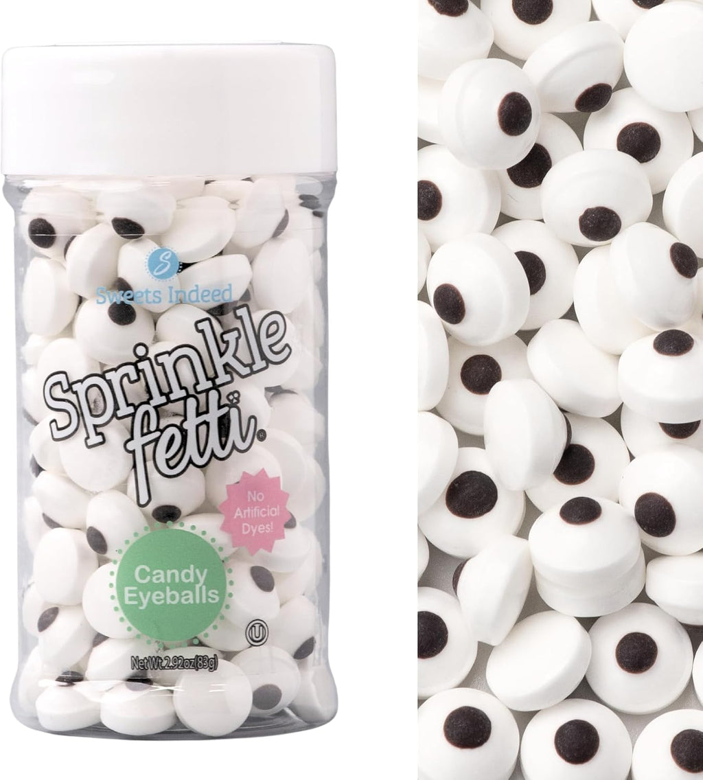 Sweets Indeed Dye-Free Candy Eyeball Sprinkles, 2.92 oz | Edible Sugar Eyeball Decorations for Cookies, Cupcakes & Cakes | No Artificial Dyes