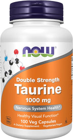 NOW Supplements, Taurine 1,000 mg, Double Strength, Nervous System Health*, 100 Veg Capsules