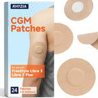 Freestyle Libre 3/Libre 3 Plus Sensor Covers, 24-Pack CGM Adhesive Patches, Up to 7 Days of Wear, Breathable Waterproof Latex-Free, Pre-Cut Backing, Non-Adhesive Center, Low-Profile Fit(Nude)