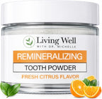 Living Well with Dr. Michelle Fresh Citrus Remineralizing Tooth Powder | Fluoride-Free Kids & Adults Formula | Hydroxyapatite for Enamel Support | Natural Ingredients for Stronger Smiles