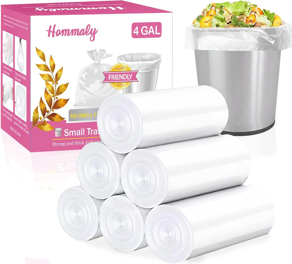 4 Gallon 180pcs Small Clear Trash Bags Strong Clear Garbage Bags, Bathroom Trash Can Bin Liners, Plastic Bags for Office, Waste Basket Liner, Fit 12-15 Liter, 3.5,4,4.5 Gal（Clear 180）