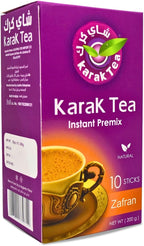 Karak Tea Instant Premix Saffron Zafran Natural Chai Powder Oriental Egyptian Arab Egypt Arabic Kosher Halal (1 Pack = 10 Sachets x 20 gm) شاى كرك بالزعفران سريع التحضير