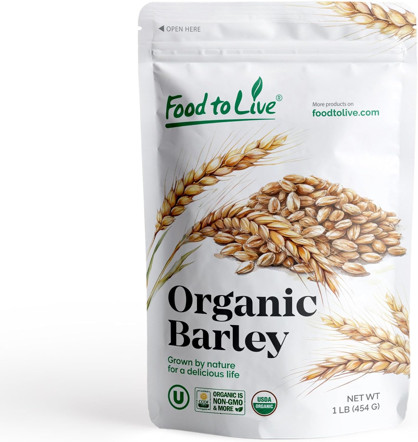 Food to Live Organic Pearl Barley, 1 Pound – Non-GMO, Polished Unhulled Barley, Kosher, Vegan, Bulk. Cooks Faster than Hulled Barley. Rich in Fiber, Selenium. Great for Hot Cereal, Salads, Stews