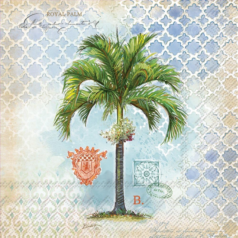 Celebrate the Home Vintage Tropical 3-Ply Paper Cocktail Napkins, Royal Palm, 20-Count