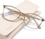 Madison Avenue Square Vintage TR90 Blue Light Blocking Reading Glasses for Women, Anti Eyestrain/Glare Computer Readers
