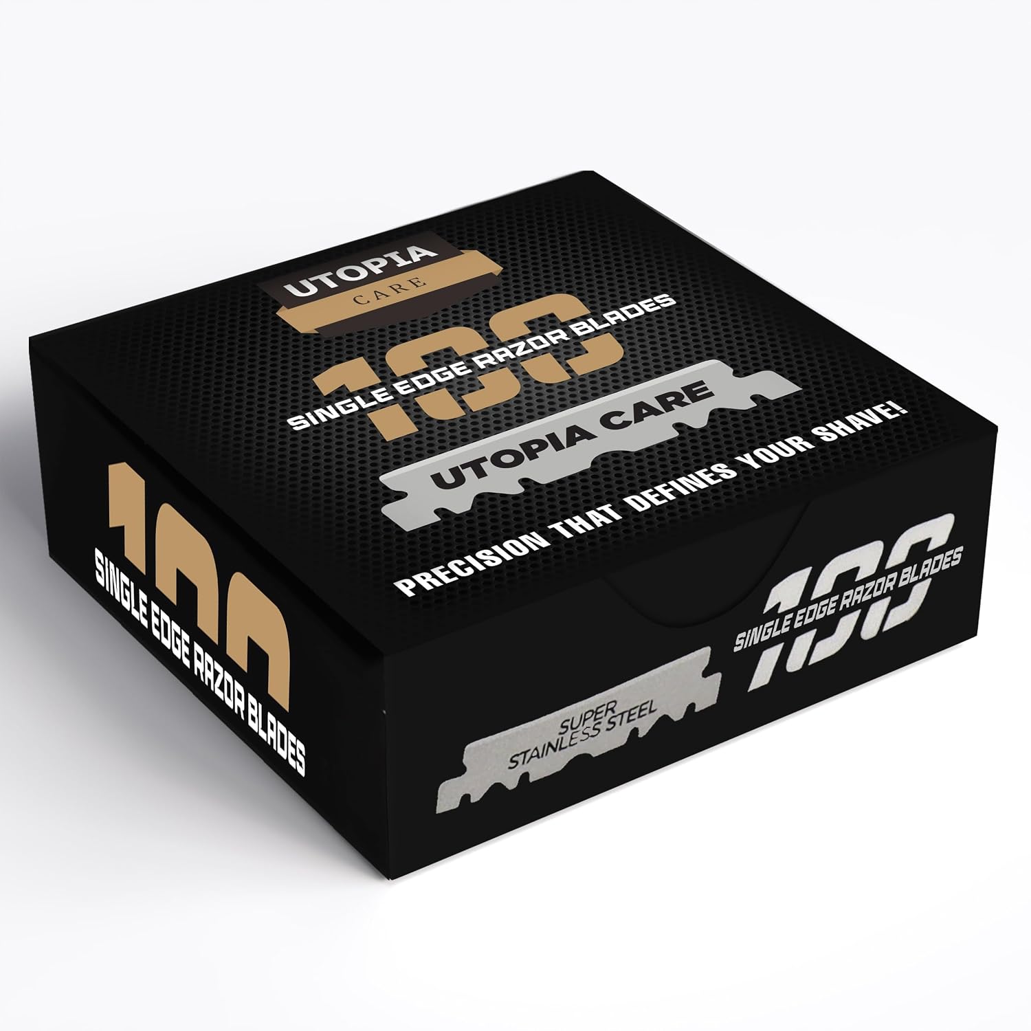 Utopia Care Single Edge Razor Blades,Stainless Steel Professional Barber Razor Blades for Hair Shaping, Shaving, Beard & Neckline Grooming, 100 Count