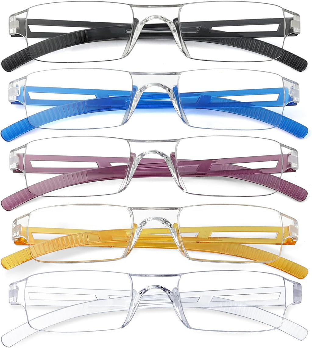Eyekepper 5 Pack One-Piece Rimless Design Reading Glasses Lightweight Comfortable Readers for Men Women