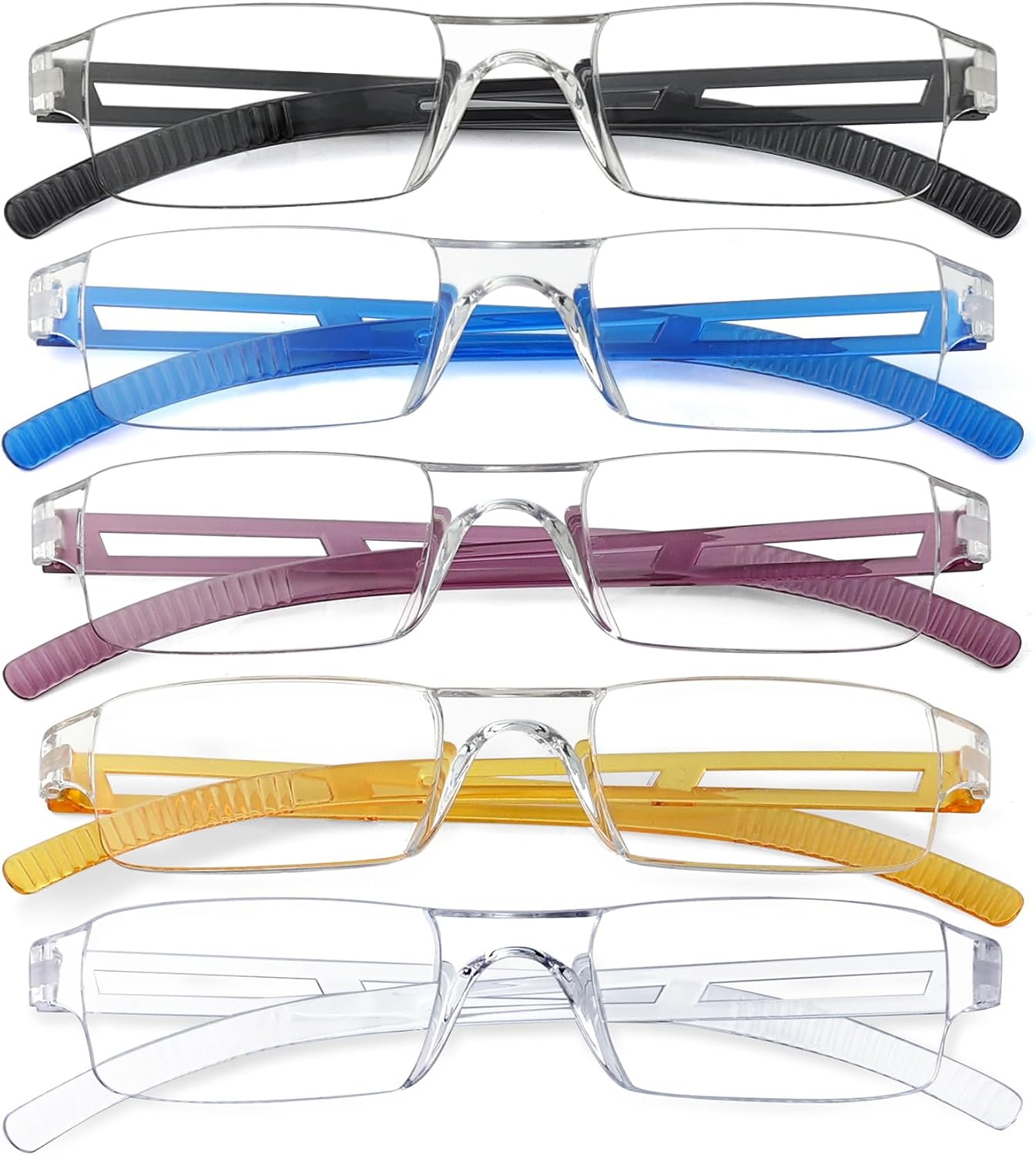 Eyekepper 5 Pack One-Piece Rimless Design Reading Glasses Lightweight Comfortable Readers for Men Women