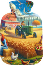 Autumn Farm Harvest Hot Water Bottles with Velvet Cover Hot Water Bag for Menstrual Cramps, 2L