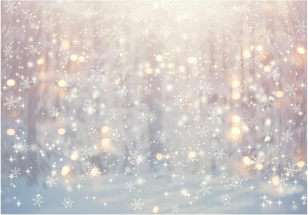 Allenjoy 7 x 5 FT Winter Wonderland Photography Backdrop Christmas Glitter Bokeh Snowflakes Background for Kids Children Newborn Baby Shower Birthday Party Banner Decor Portrait Photo Booth Props