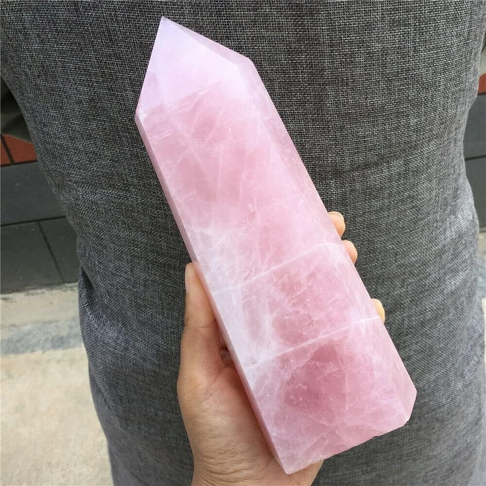 Meditation Home Natural Crystal Rose Quartz Stone Cluster Point Column Column end Wand Specimen Healing Reiki Minerals (Size : 950-1000g)
