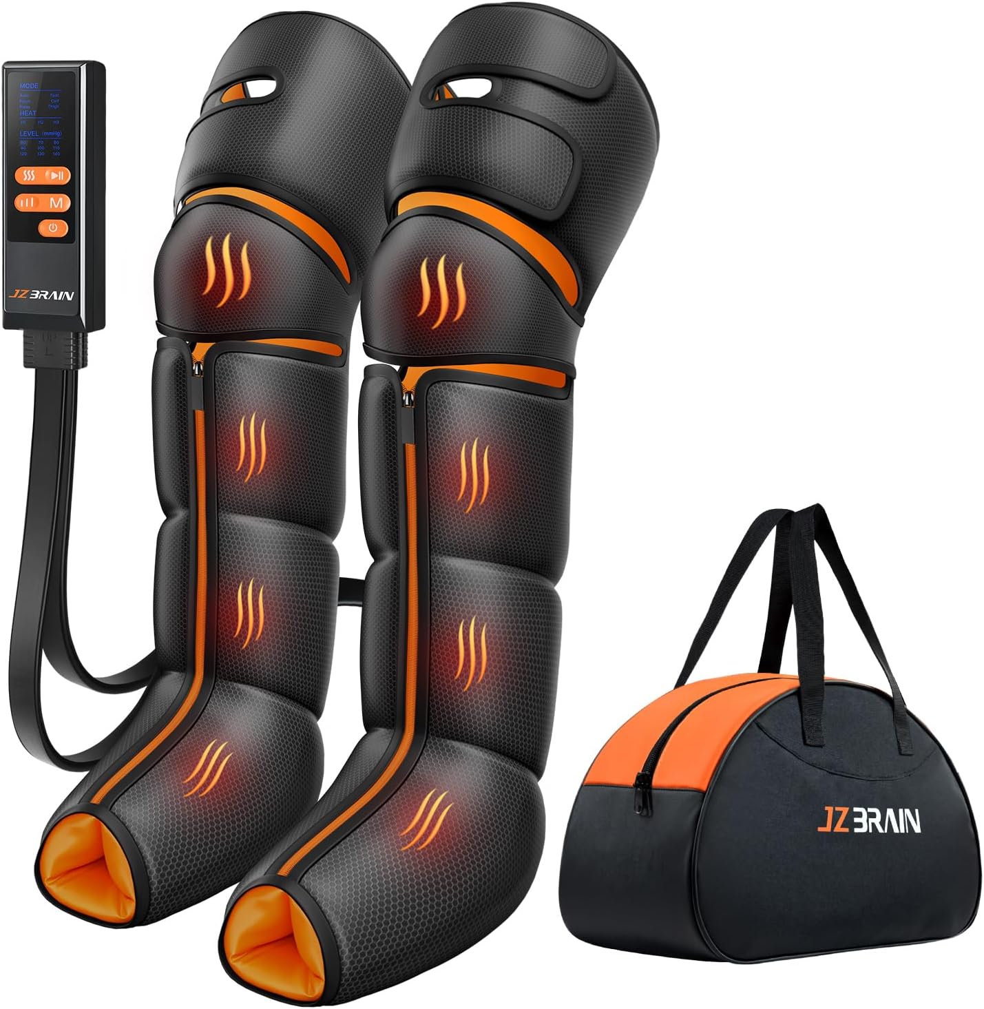 JZBRAIN Leg Massager with Heat and Compression : Foot and Calf Massager for Circulation and Pain Relief, Sequential Compression Boots with 6 Modes, 9 Intensity, 3 Heat - Gifts for Mom, Dad, Him, Her