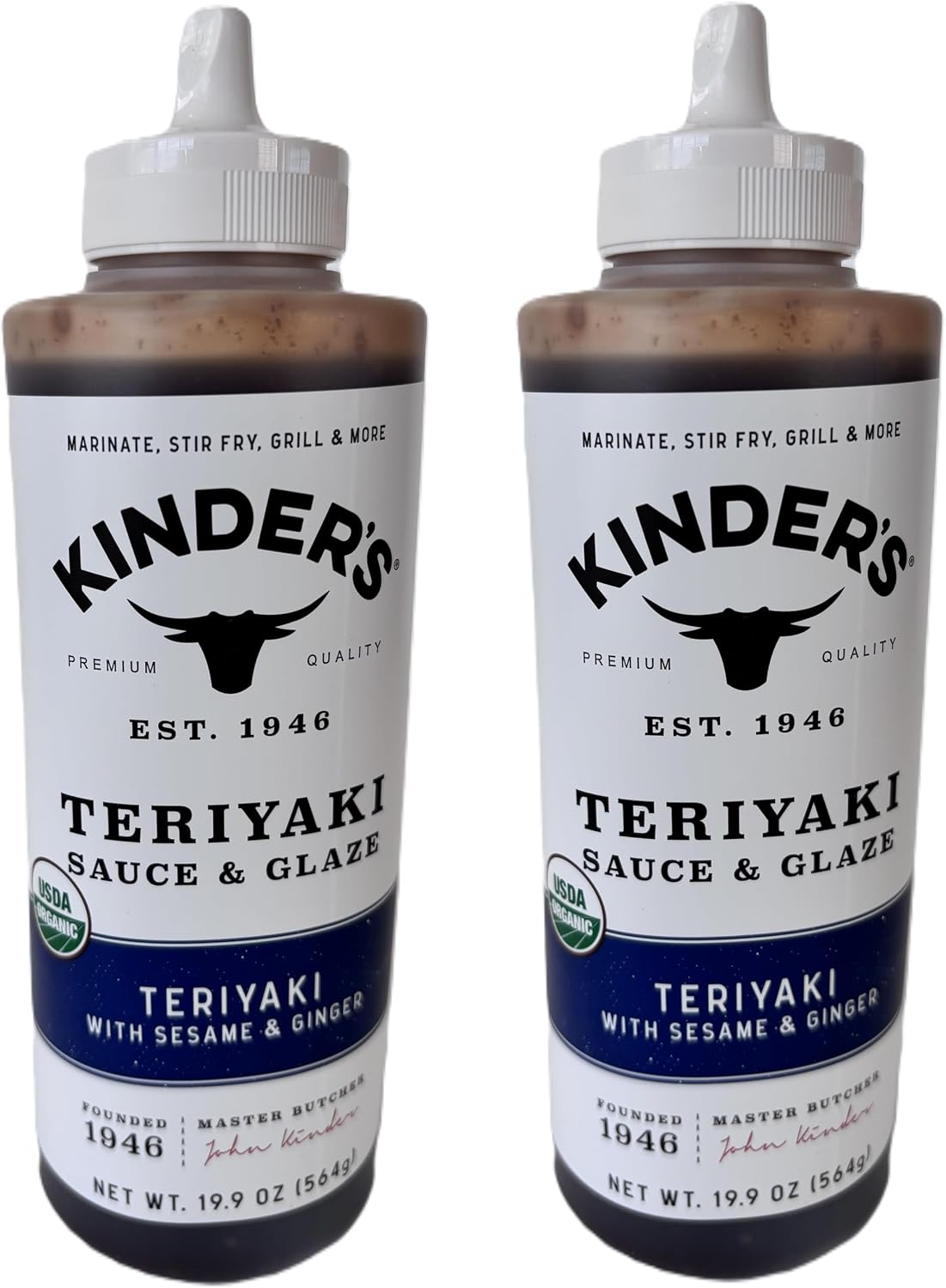 Kinder’s Organic Teriyaki Sauce & Glaze with Sesame & Ginger, 2 Pack 39.8 oz Total | USDA Organic | Vegan & Vegetarian | Perfect Marinade, Stir-Fry & Grill Sauce