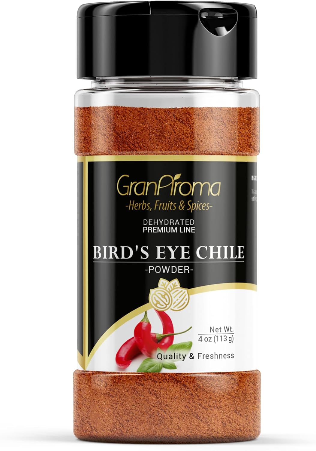 GranAroma Bird's Eye Chile Powder, 4 oz, Thai Chili Powder, Hot & Spicy, Flavorful