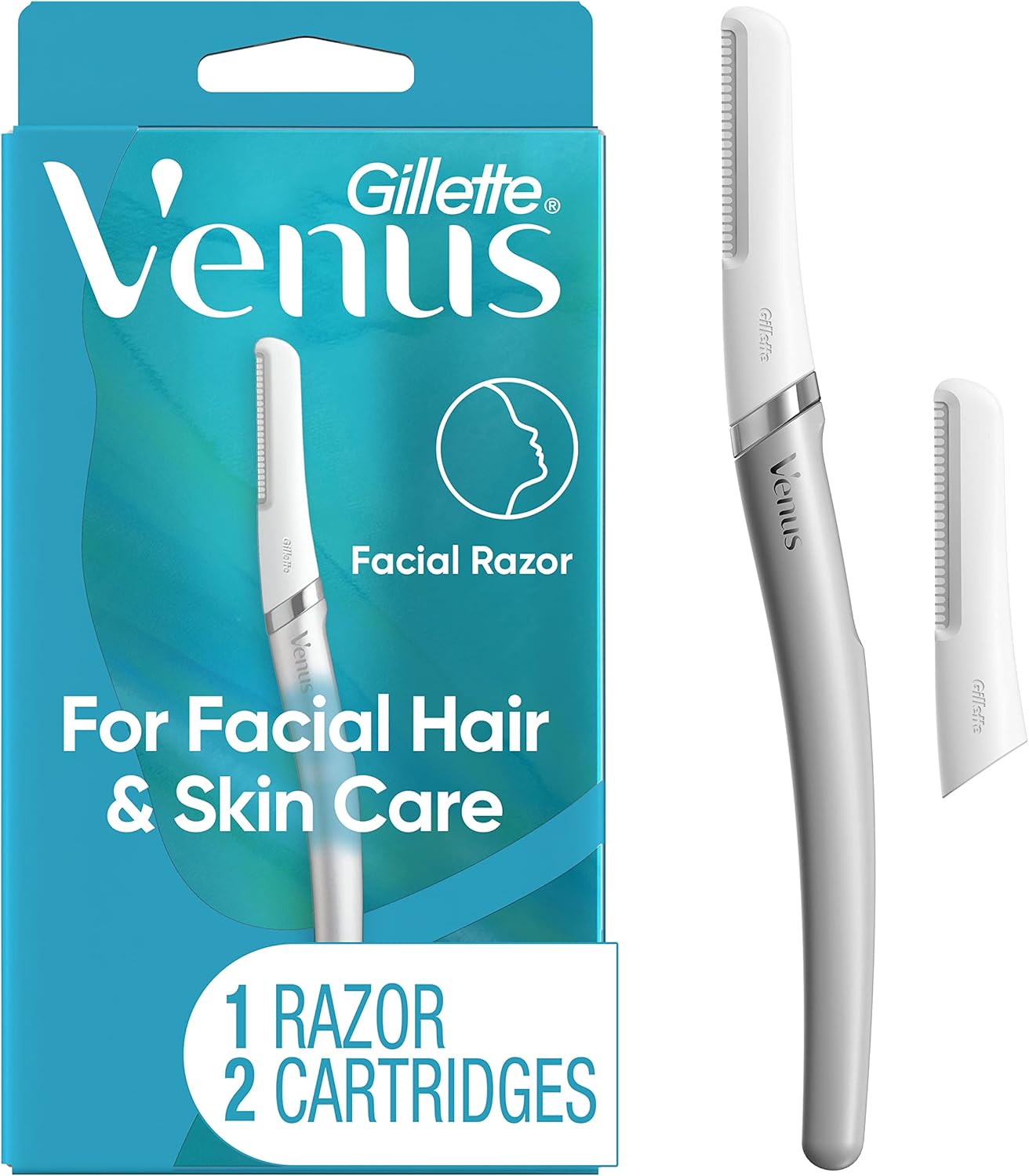 Gillette Venus Dermaplaning Tool, 2 Blade Refills, Exfoliating Face Razors for Women, Eyebrow and Facial Dermaplane Razor