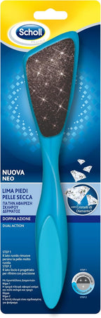 Scholl Diamond Crystal Double Action Foot File Abrasive Surface for Calluses and Corns, Smooth Surface to Finish, Non-Slip Grip
