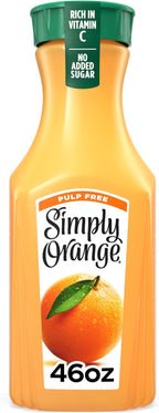 Simply Orange Pulp Free Orange Juice Bottle, 46 fl oz