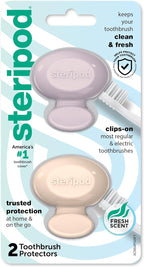 Steripod Clip-On Toothbrush Protector, Keeps Fresh and Clean, Fits Most Manual and Electric Toothbrushes, Pink and Blue, 2 Count (Pack of 1)