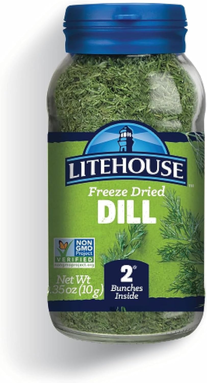 Litehouse Freeze Dried Dill - Substitute for Fresh Dill, Jar Equal to 2 Dill Fresh Bunches, Organic, Dill Weed Seasoning, Non-GMO, Gluten-Free - 0.35 Ounce