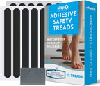 SlipX Solutions Adhesive Anti-Slip Safety Treads, Non Slip Shower Stickers, Reliable Grip for Bathtubs, Showers, Pools, Boats, Stairs & More, Safety Stickers (12 Pack, 7.5” x 0.75”, Black)