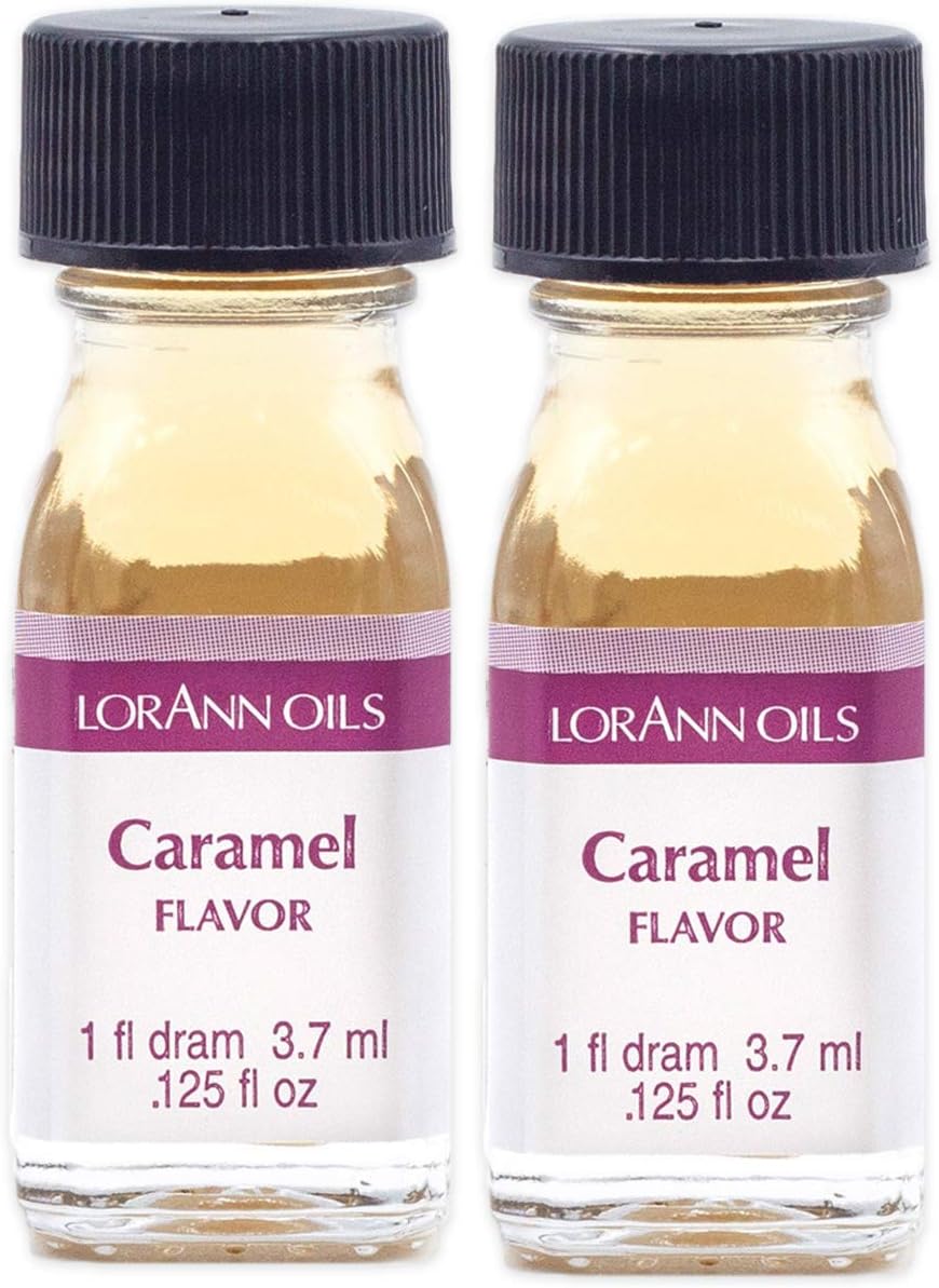 LorAnn Oils Super Strength Flavoring - Used For Candy Making, Flavoring, Baking, Hard Candy, & Flavor Oils - Bold, Natural Flavors 4X Stronger Than Extracts - Caramel, Pack of 2, 0.125 fl oz
