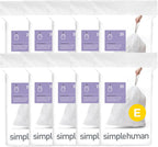 simplehuman Code E 200 Count, Dispenser Pack Custom Fit Liners, Drawstring Trash Bags, 20 Liter / 5.3 Gallon, White
