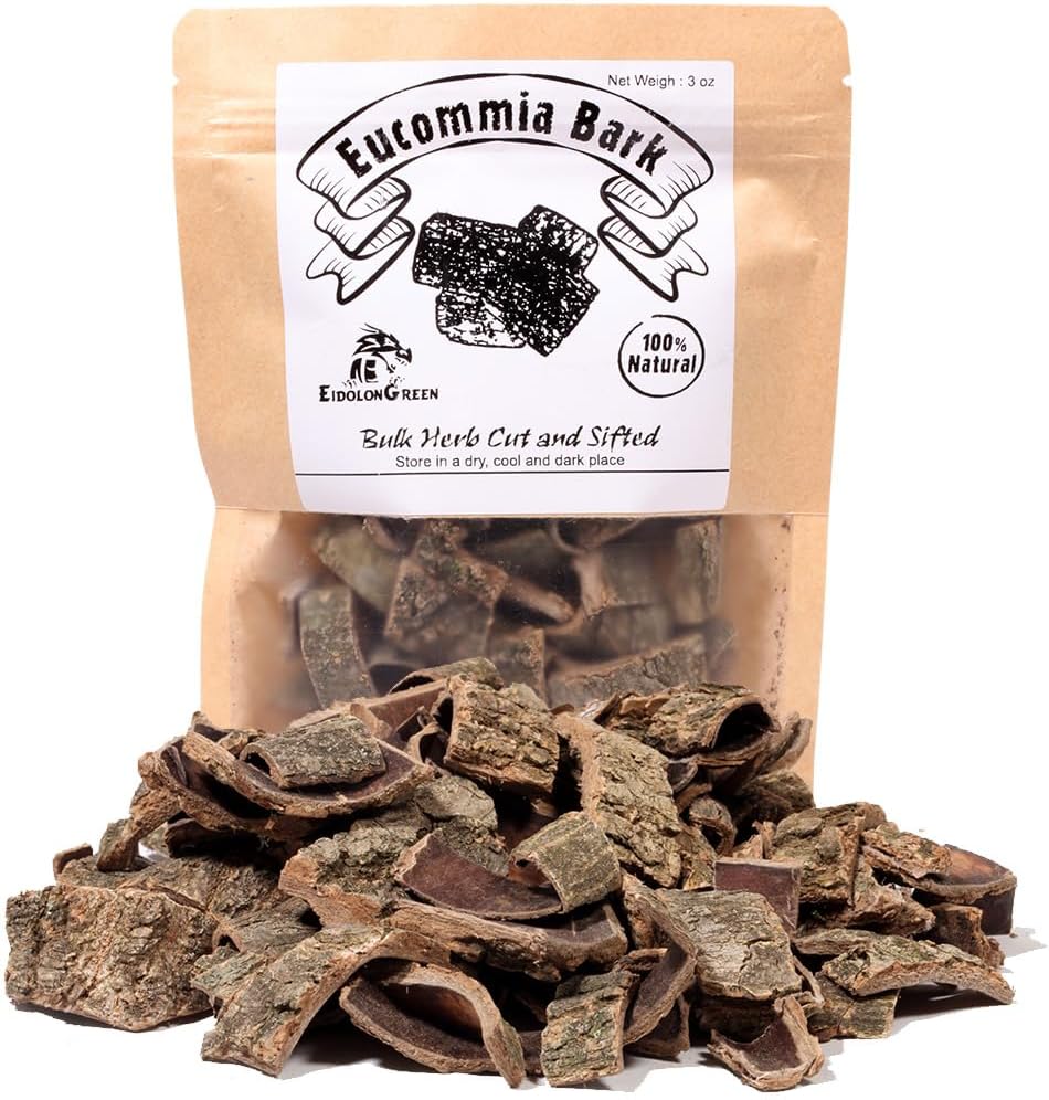 EidolonGreen [China Medicinal Herb]Organic Eucommia Bark, Natural Wild-Crafted Eucommia Ulmoides (Du Zhong/杜仲/두충) Dried Bulk Herbs 3 Oz (88g)