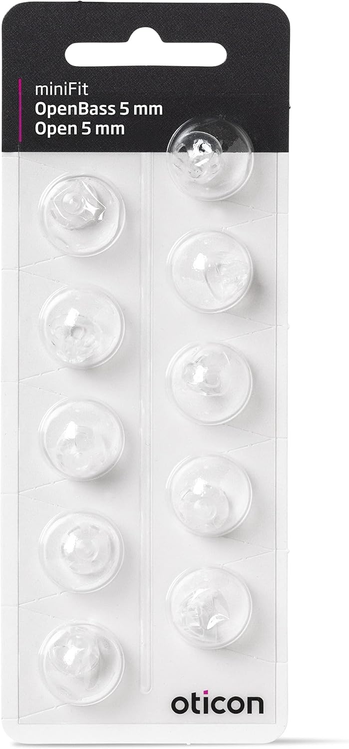 New - Oticon Open Bass miniFit Domes - 5mm, 10 Count