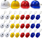 24 Pcs Construction Party Favors Keychains Mini LED Flashlight Keychains Mini Hard Hat Helmet Key Chains for Construction Truck Birthday Employees Gifts Goodie Bags Fillers Prize Supplies Decorations