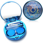 ofone Contact Lens Case, Bling Stars Cute Contact Lenses Holder Travel Kit with Remover Tool Tweezers Solution Bottle Mirror Portable Contacts Storage Container for Women Girl (Blue)
