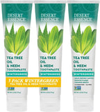 Desert Essence Natural Tea Tree Oil and Neem Toothpaste, Wintergreen,6.25 Oz, Pack of 3