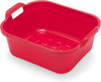 Addis 517946 Large Rectangular 10 Litre Washing Up Bowl with Handles, Red, 39 x 32 x 14 cm