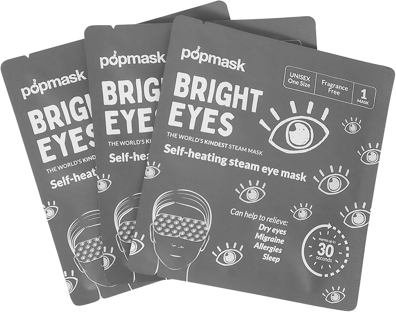 Popmask Bright Eyes Self-Warming Eye Mask (3-Pack)