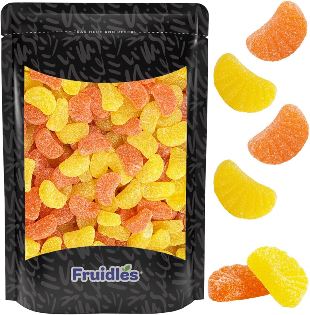 Fruidles Orange and Lemon Citrus Gummi Slices Candy, Delicious Sugar Coated Fruit Flavors Gummies (Half-Pound)