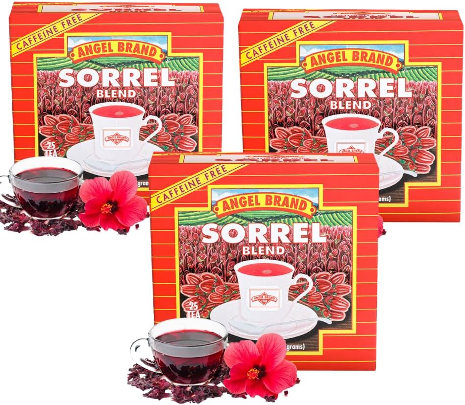 Angel Brand Sorrel Tea Bags 20 – Pack of 3 – Hibiscus Flower Tea for Refreshing Flavor &