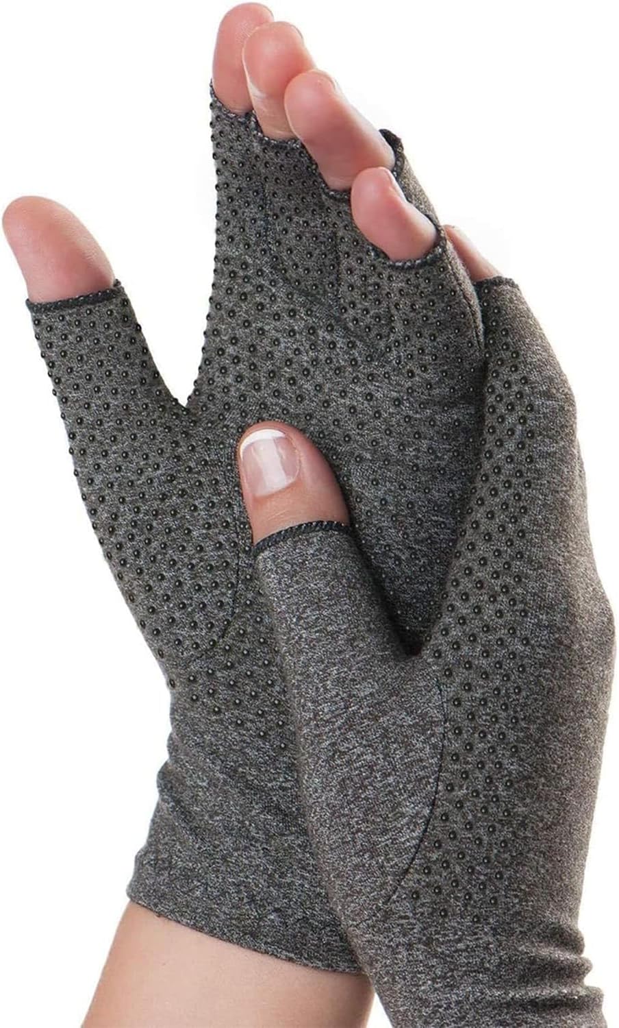 Dr. Frederick's Original Arthritis Compression Gloves for Women & Men - Doctor-Developed Fingerless Hand Support for Arthritis Pain, Carpal Tunnel, Swelling & Poor Circulation - Extra Grippy - Medium